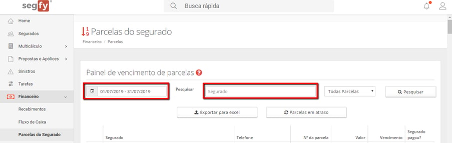 Parcelas do Segurado - Como realizar o controle de parcelas